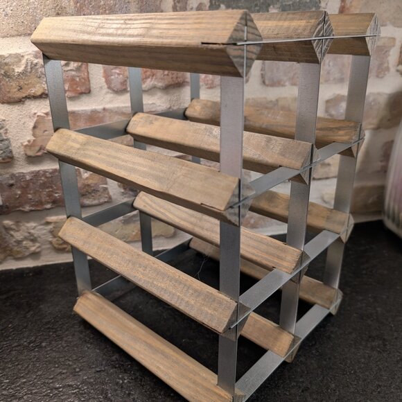 Industrial Modern Wood & Metal 6 to 8 Bottle Wine Rack - Picture 2 of 6